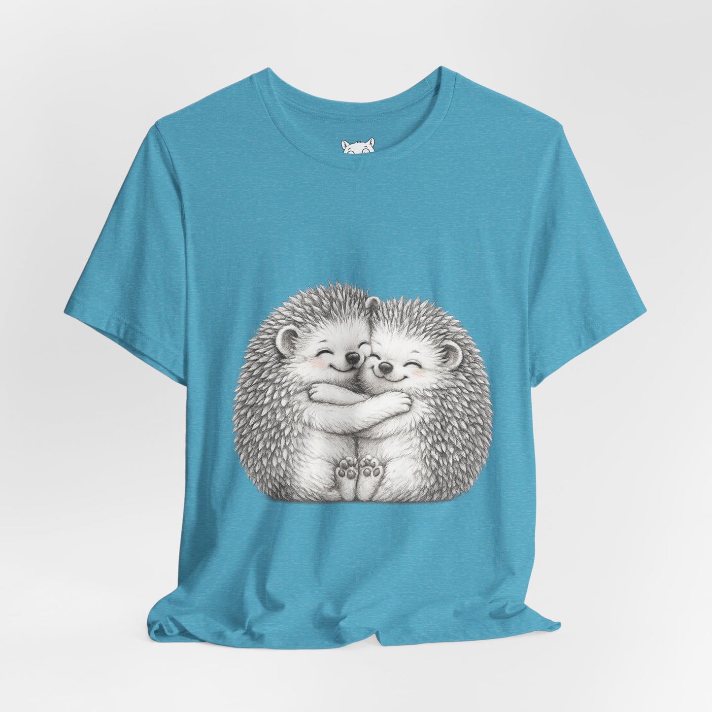 Hedgehog Couple Hug Tee — Cute Illustrated Hugging Hedgehogs Short Sleeve T-Shirt