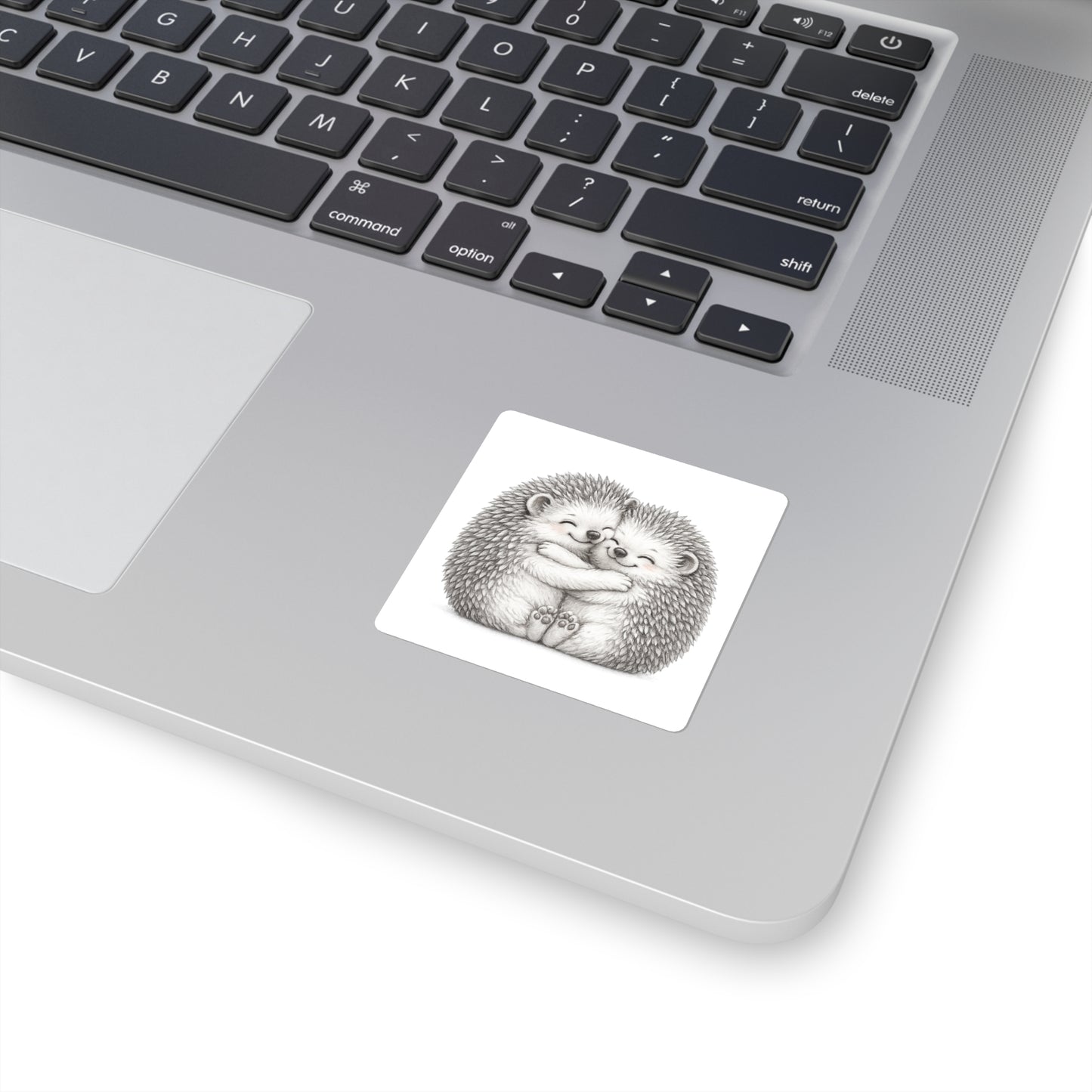 Cute Hugging Hedgehogs Square Sticker — Adorable Animal Sticker