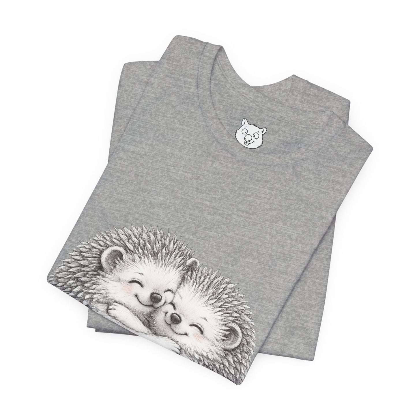 Hedgehog Couple Hug Tee — Cute Illustrated Hugging Hedgehogs Short Sleeve T-Shirt