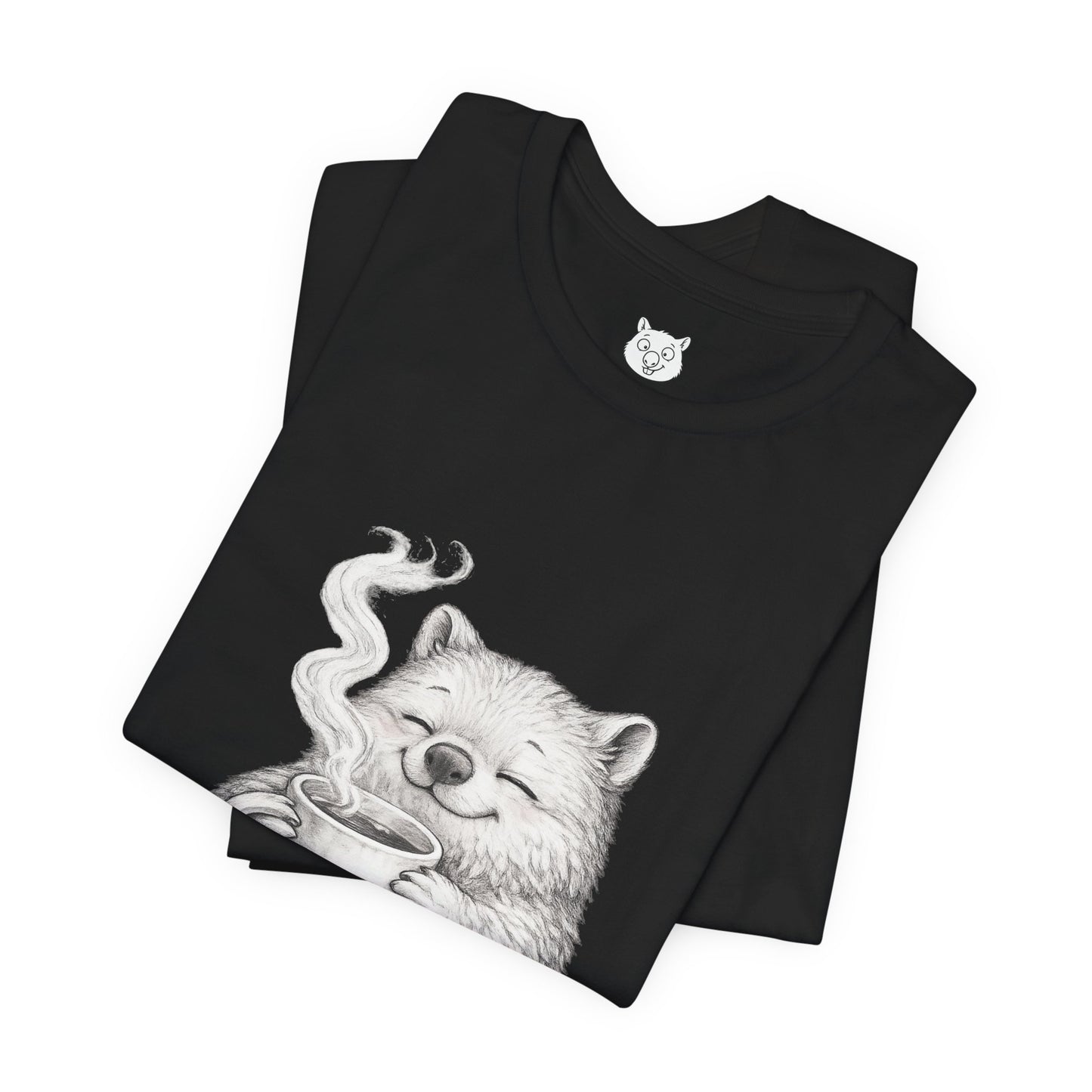 Wombat with Coffee T‑Shirt — Cozy Morning Mug Illustration ("Monday")