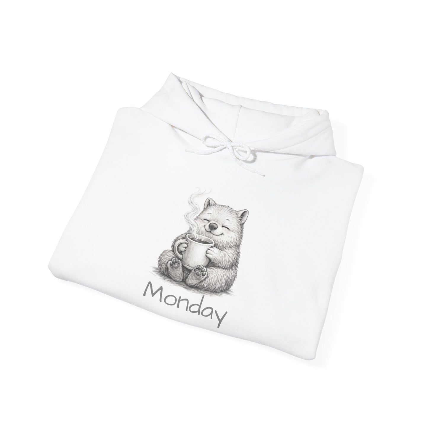 Wombat Coffee Hoodie — Cute Sketch Wombat "Monday" Graphic Sweatshirt