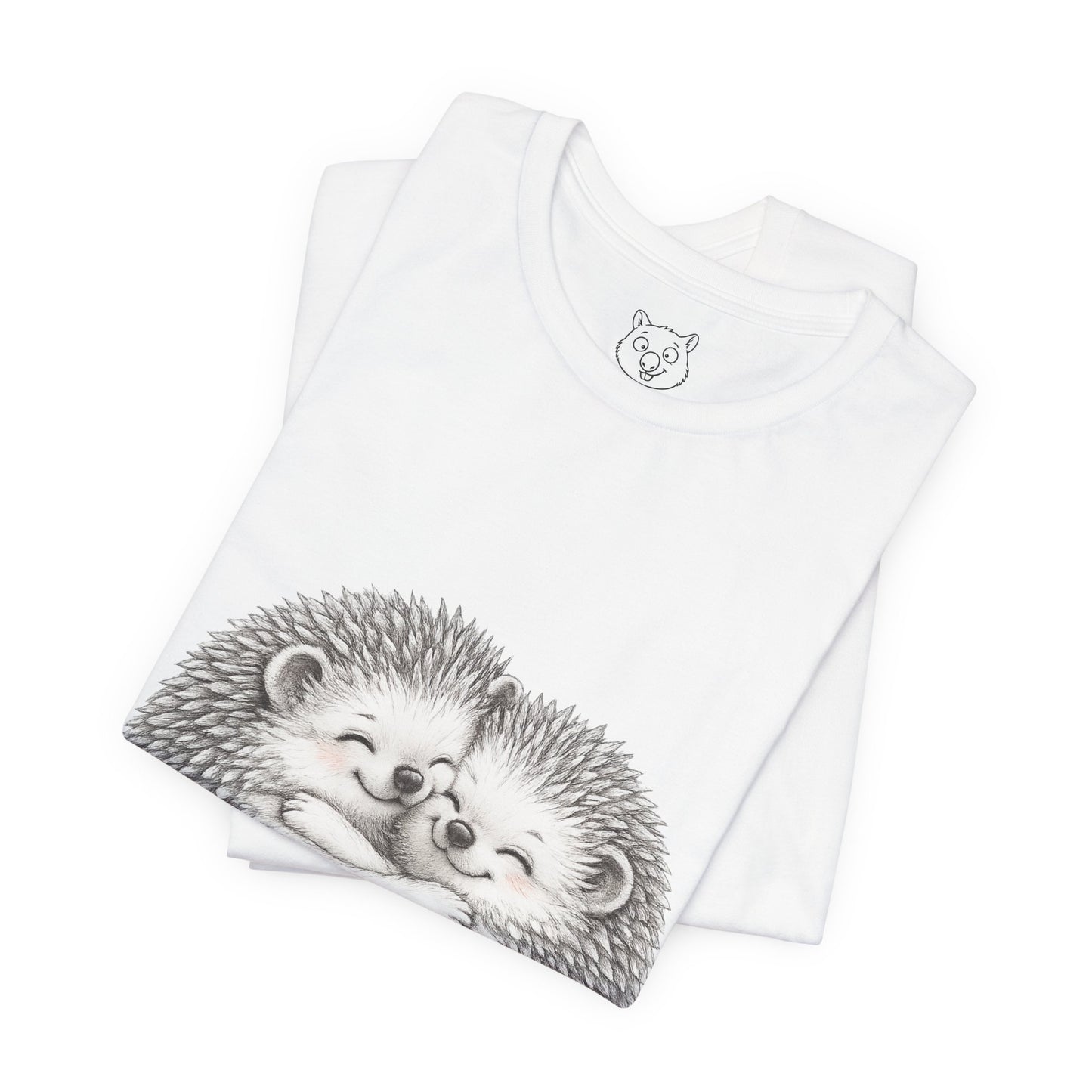 Hedgehog Couple Hug Tee — Cute Illustrated Hugging Hedgehogs Short Sleeve T-Shirt