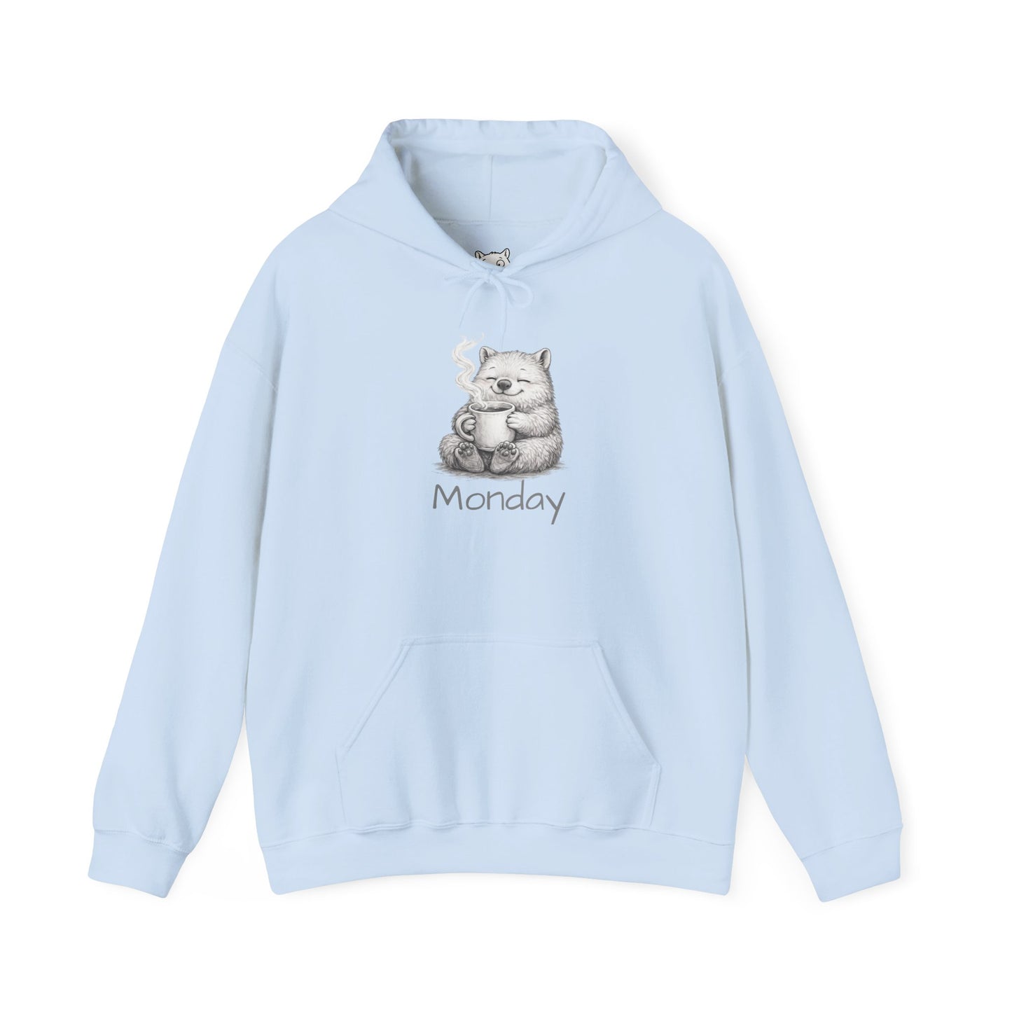 Wombat Coffee Hoodie — Cute Sketch Wombat "Monday" Graphic Sweatshirt