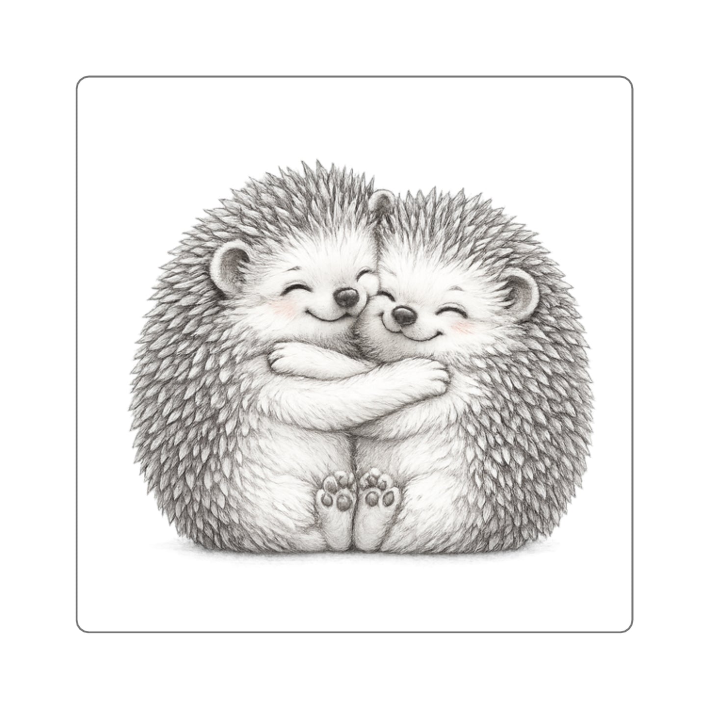 Cute Hugging Hedgehogs Square Sticker — Adorable Animal Sticker