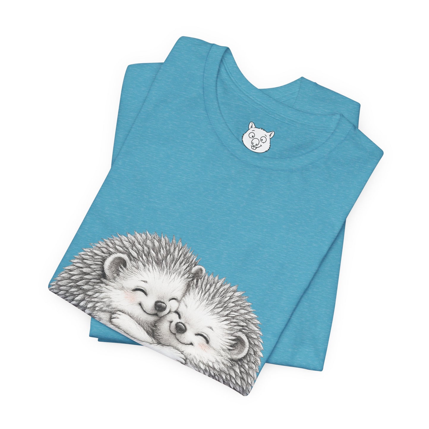 Hedgehog Couple Hug Tee — Cute Illustrated Hugging Hedgehogs Short Sleeve T-Shirt