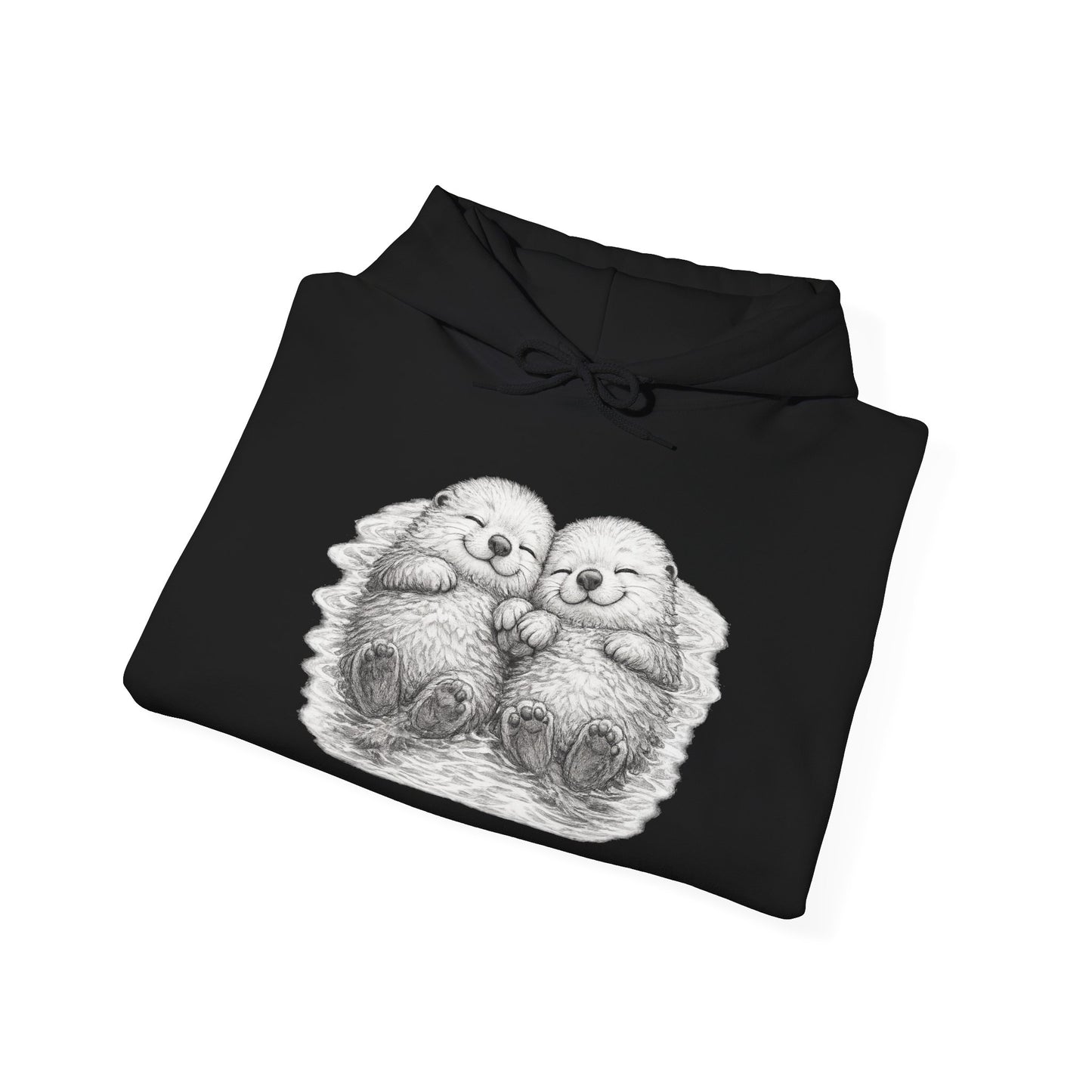 Otter Pair Heart Hoodie – Cute Snuggling Otters Graphic Sweatshirt