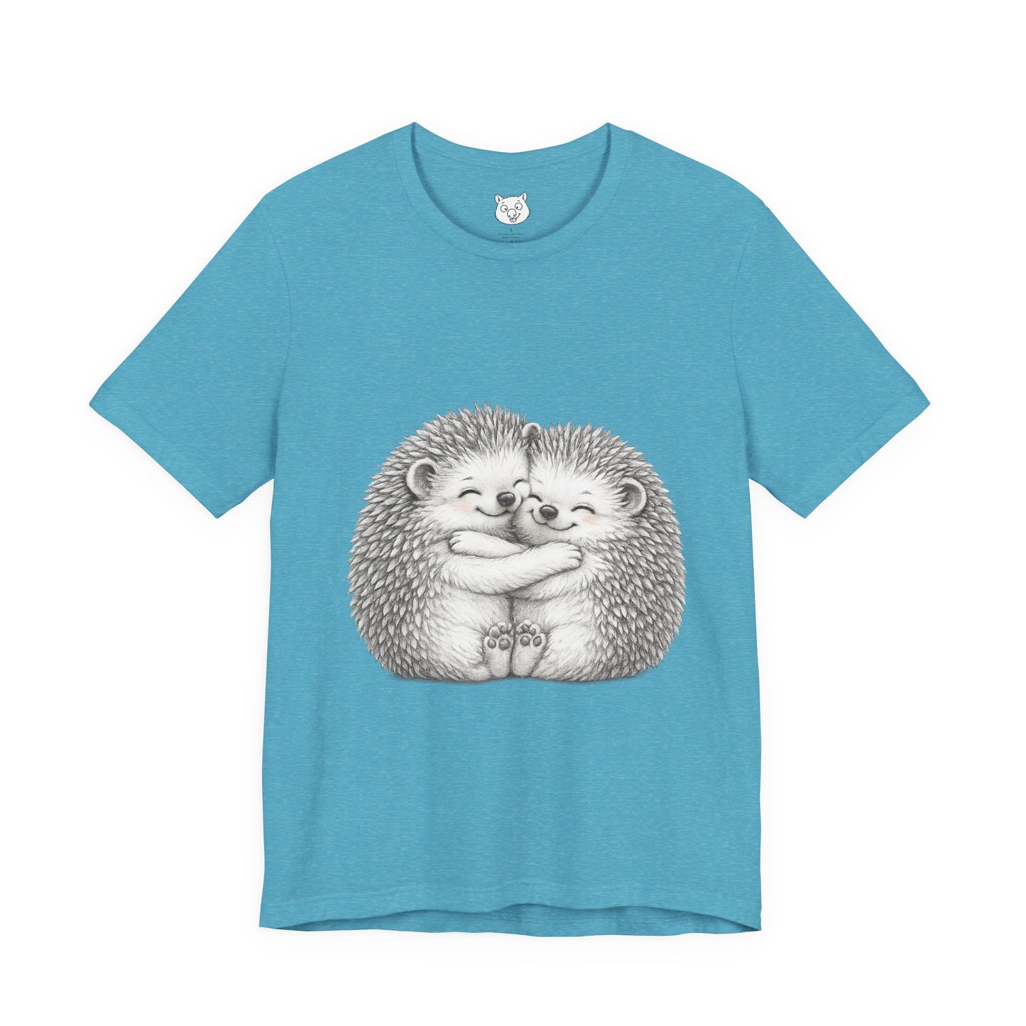Hedgehog Couple Hug Tee — Cute Illustrated Hugging Hedgehogs Short Sleeve T-Shirt