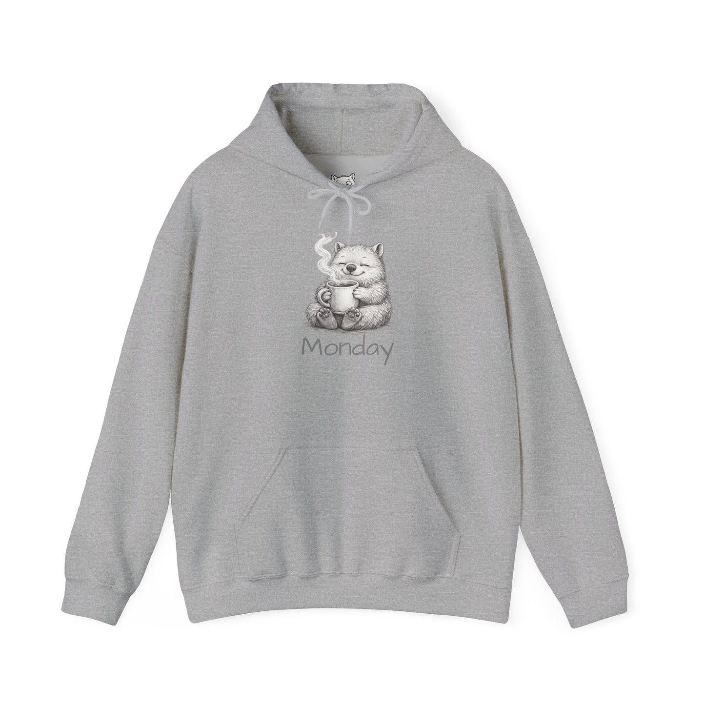Wombat Coffee Hoodie — Cute Sketch Wombat "Monday" Graphic Sweatshirt