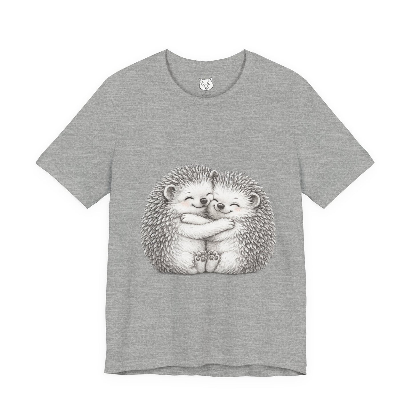 Hedgehog Couple Hug Tee — Cute Illustrated Hugging Hedgehogs Short Sleeve T-Shirt