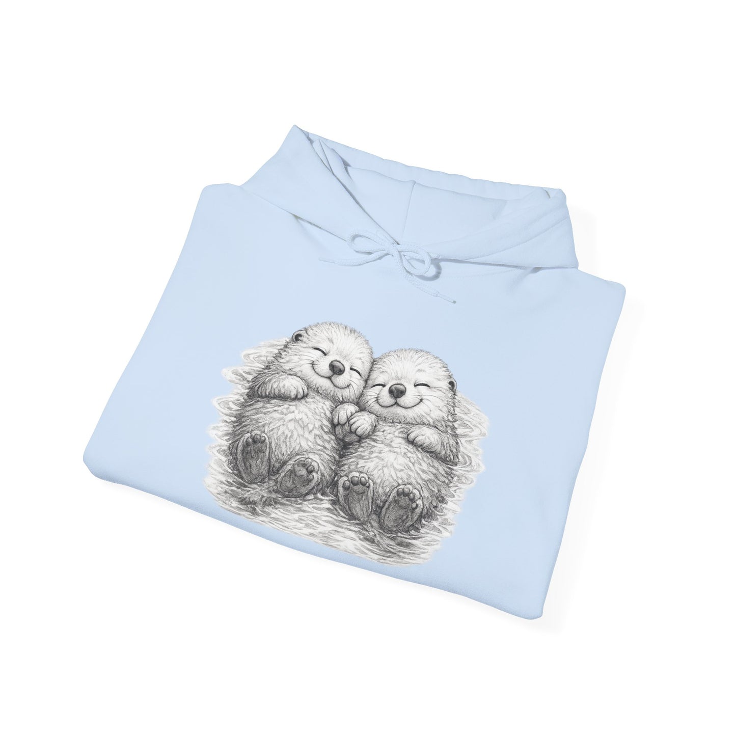 Otter Pair Heart Hoodie – Cute Snuggling Otters Graphic Sweatshirt