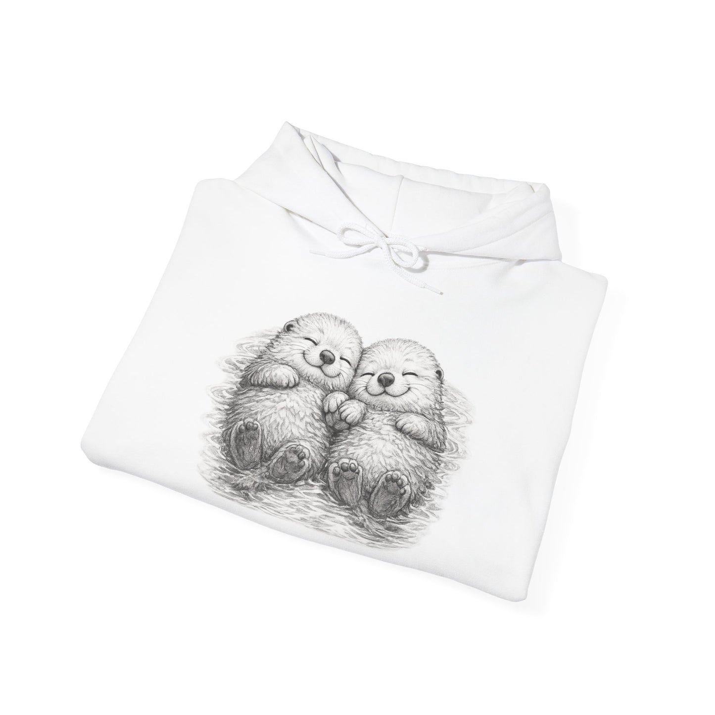Otter Pair Heart Hoodie – Cute Snuggling Otters Graphic Sweatshirt