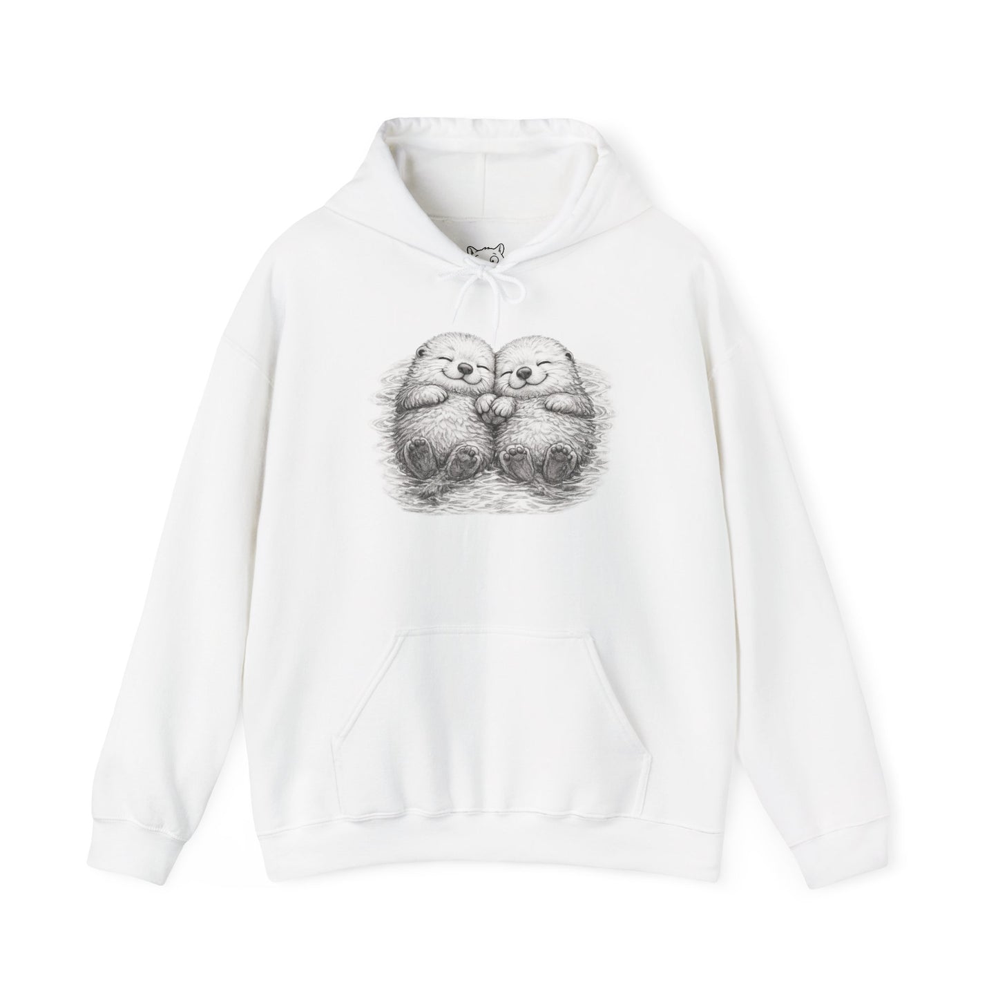 Otter Pair Heart Hoodie – Cute Snuggling Otters Graphic Sweatshirt