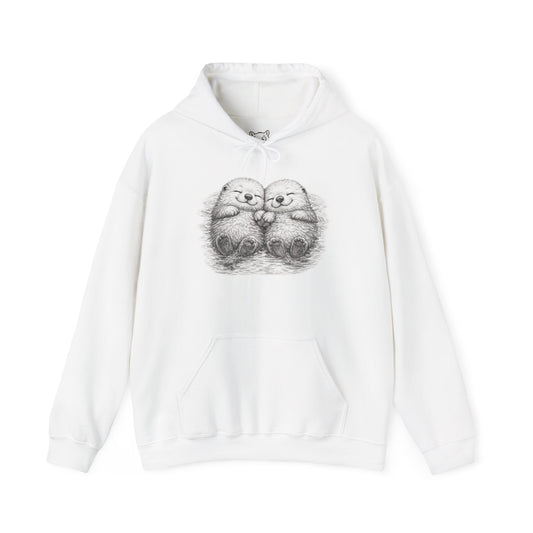 Otter Pair Heart Hoodie – Cute Snuggling Otters Graphic Sweatshirt