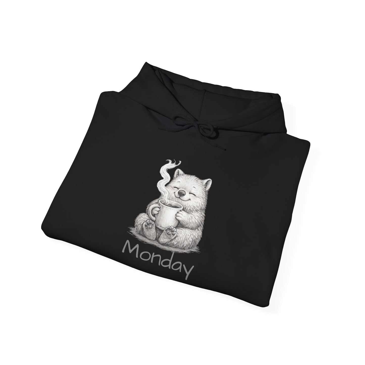 Wombat Coffee Hoodie — Cute Sketch Wombat "Monday" Graphic Sweatshirt