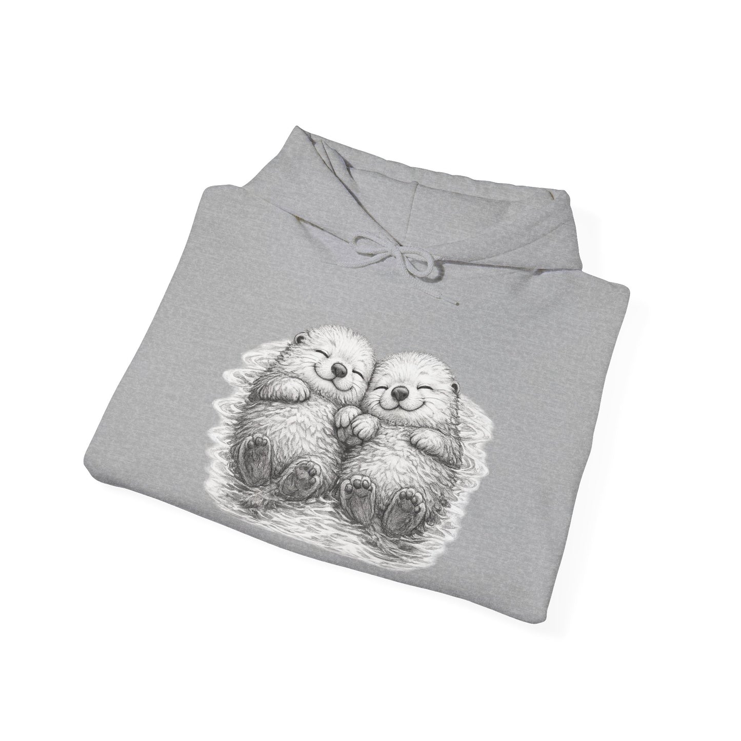 Otter Pair Heart Hoodie – Cute Snuggling Otters Graphic Sweatshirt