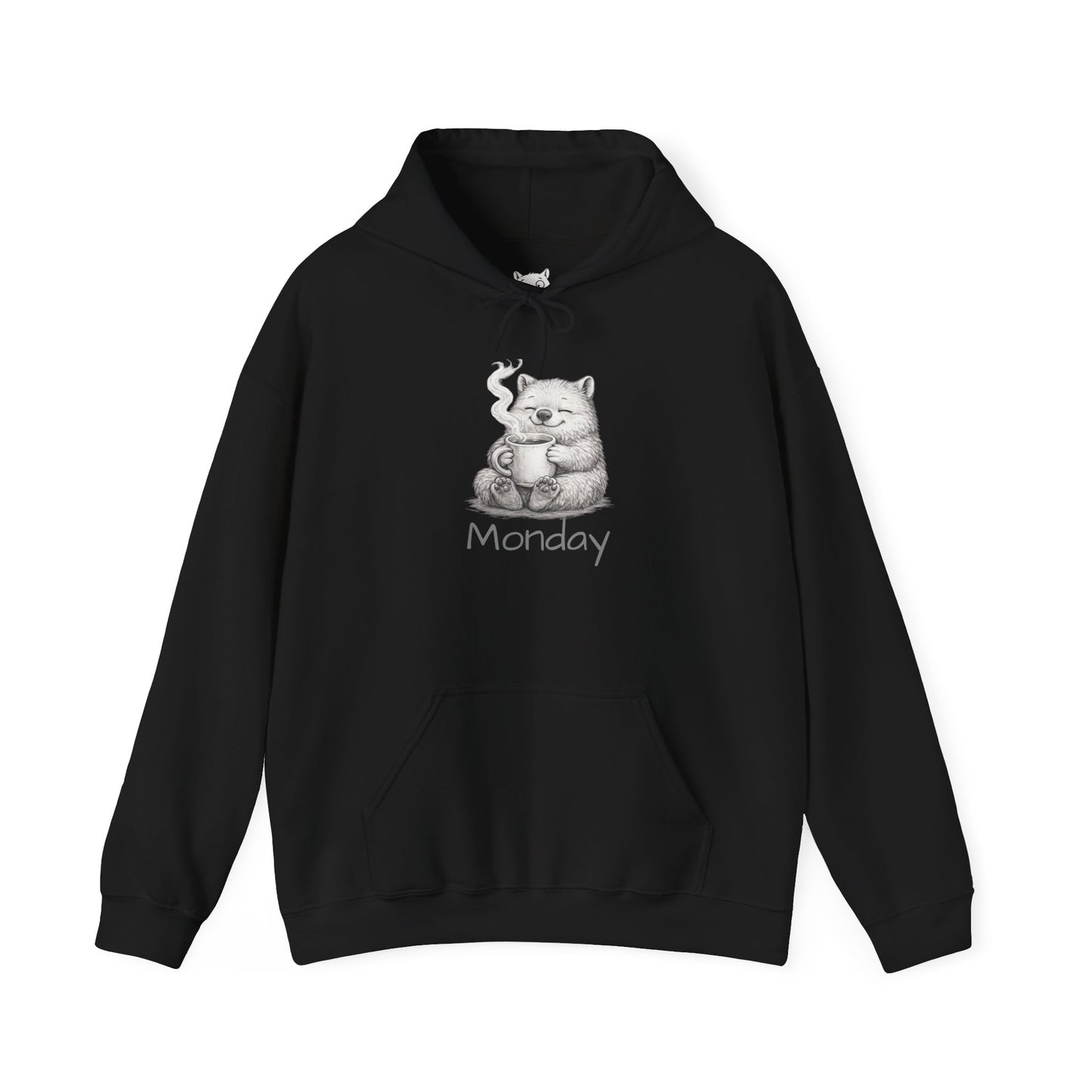 Wombat Coffee Hoodie — Cute Sketch Wombat "Monday" Graphic Sweatshirt
