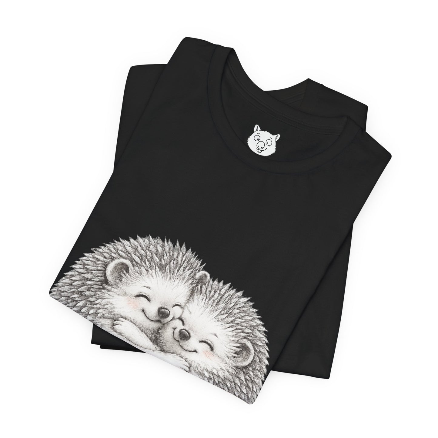 Hedgehog Couple Hug Tee — Cute Illustrated Hugging Hedgehogs Short Sleeve T-Shirt