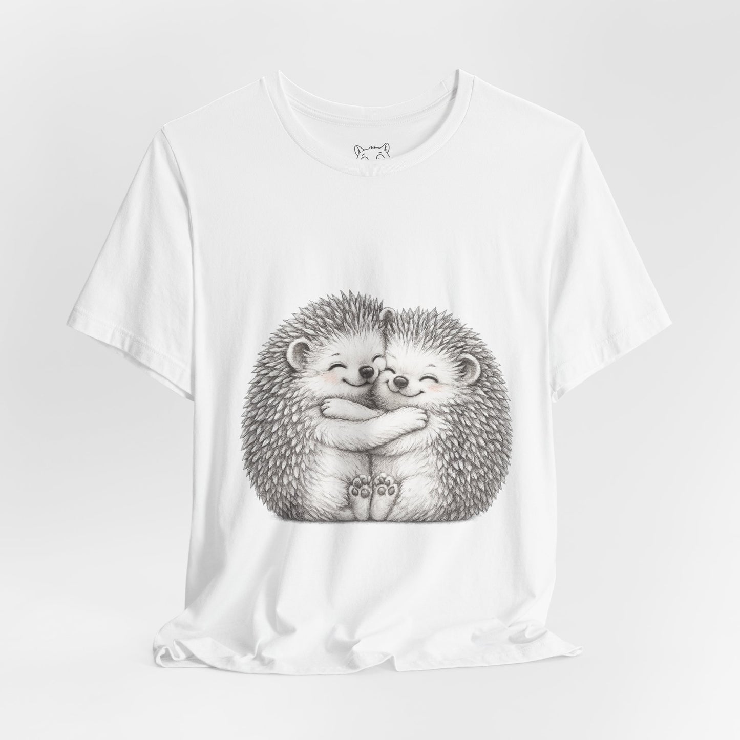 Hedgehog Couple Hug Tee — Cute Illustrated Hugging Hedgehogs Short Sleeve T-Shirt