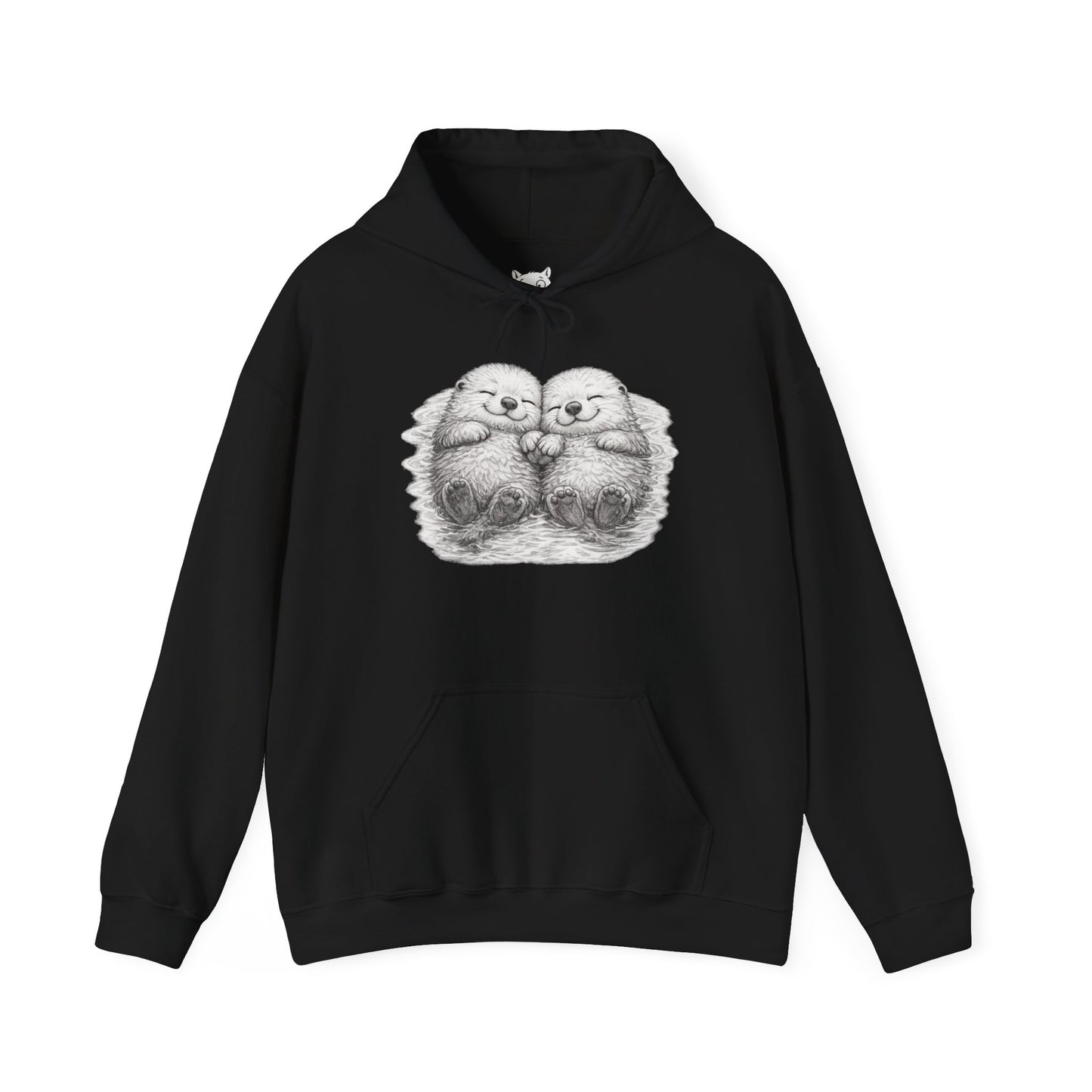 Otter Pair Heart Hoodie – Cute Snuggling Otters Graphic Sweatshirt