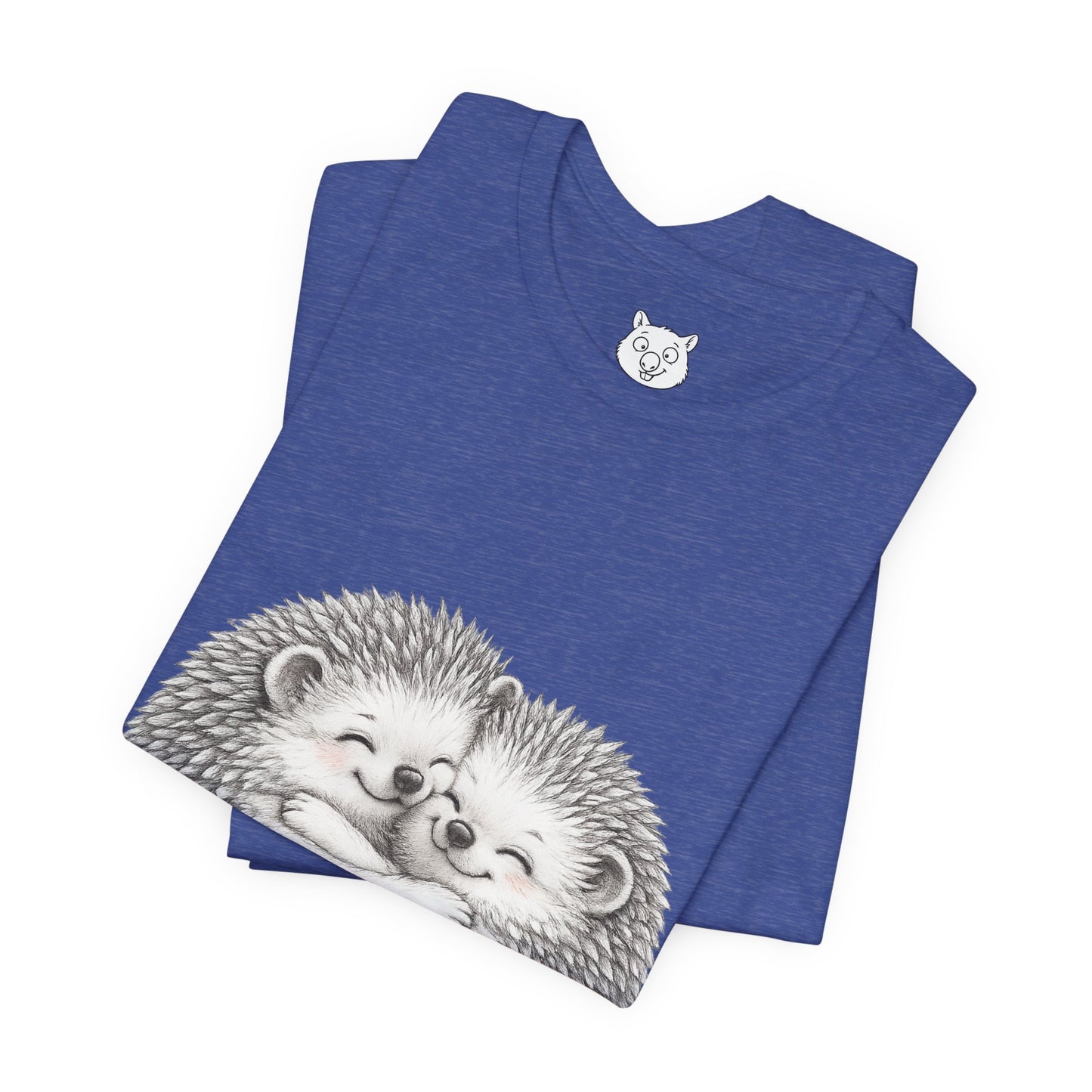 Hedgehog Couple Hug Tee — Cute Illustrated Hugging Hedgehogs Short Sleeve T-Shirt