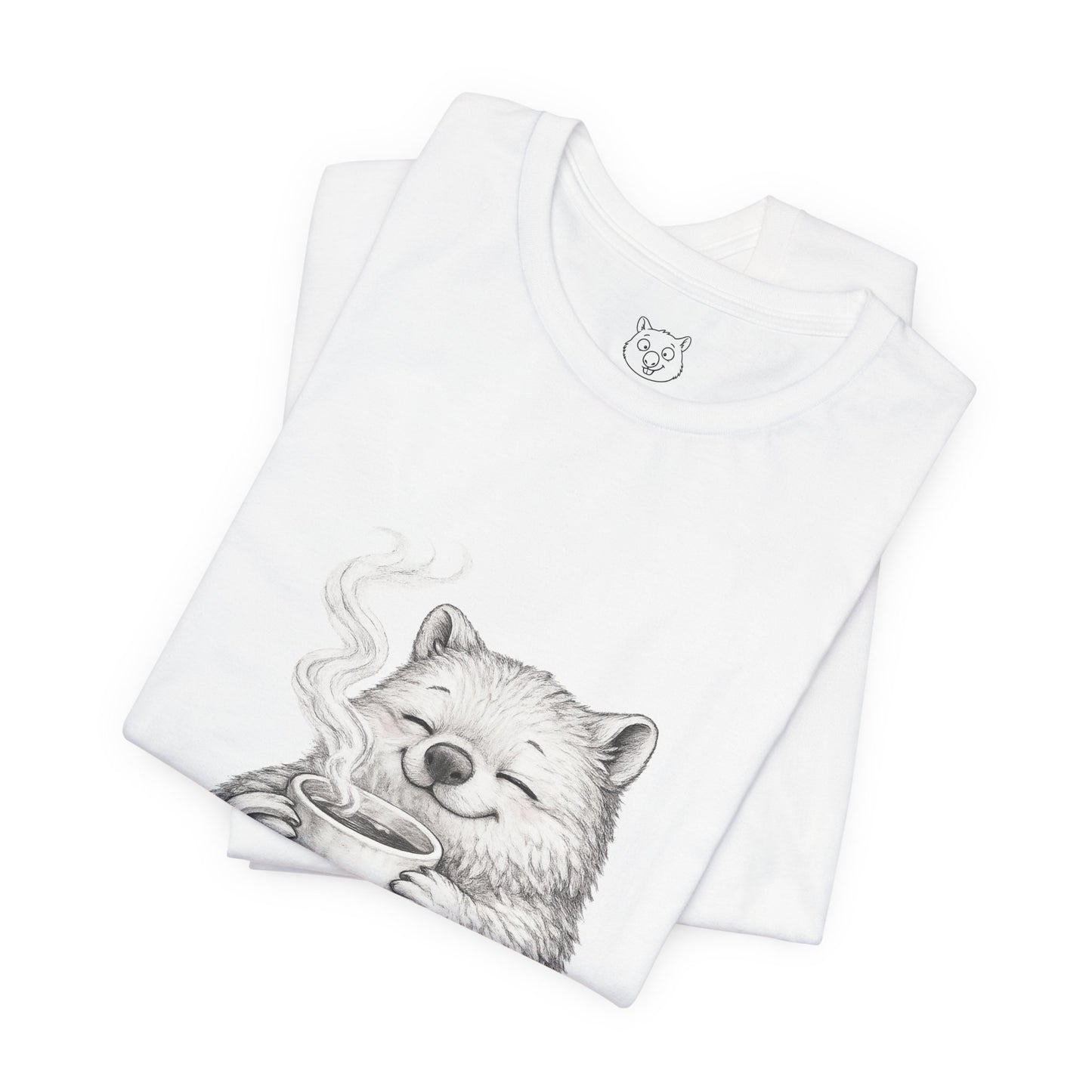 Wombat with Coffee T‑Shirt — Cozy Morning Mug Illustration ("Monday")