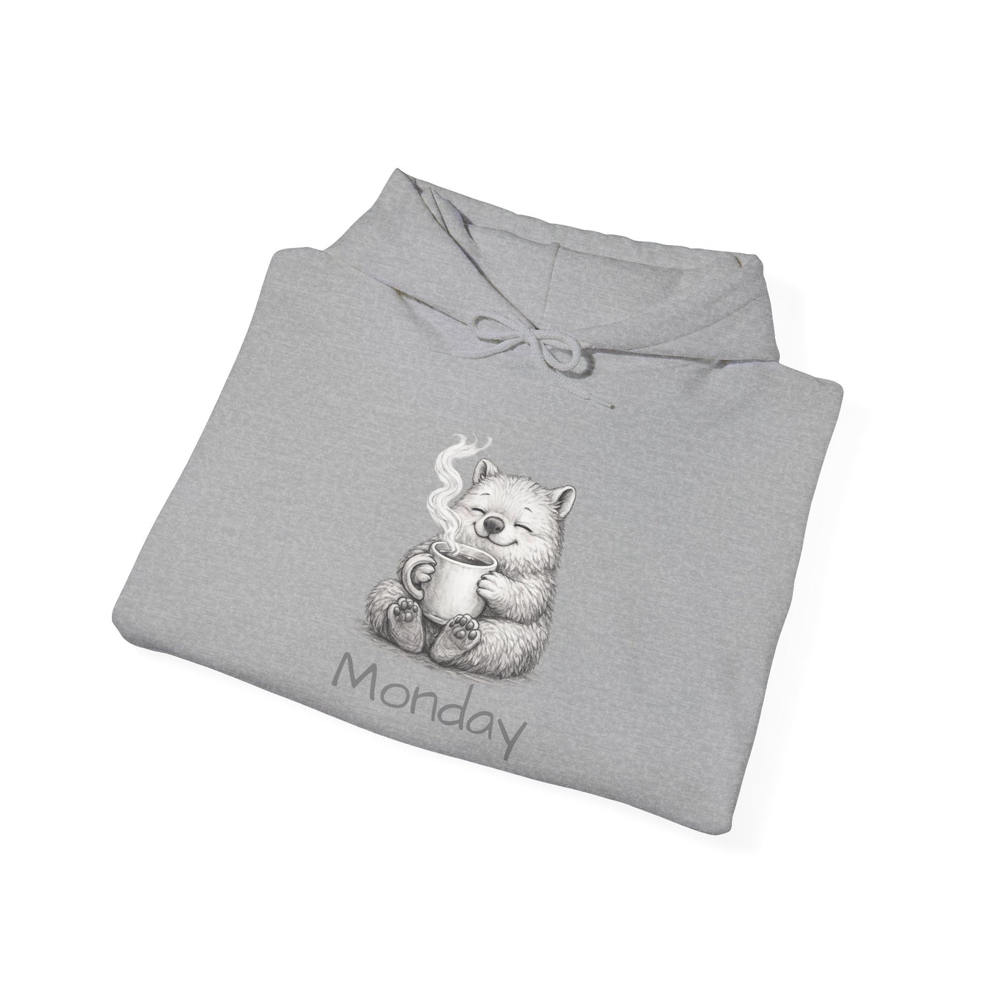 Wombat Coffee Hoodie — Cute Sketch Wombat "Monday" Graphic Sweatshirt