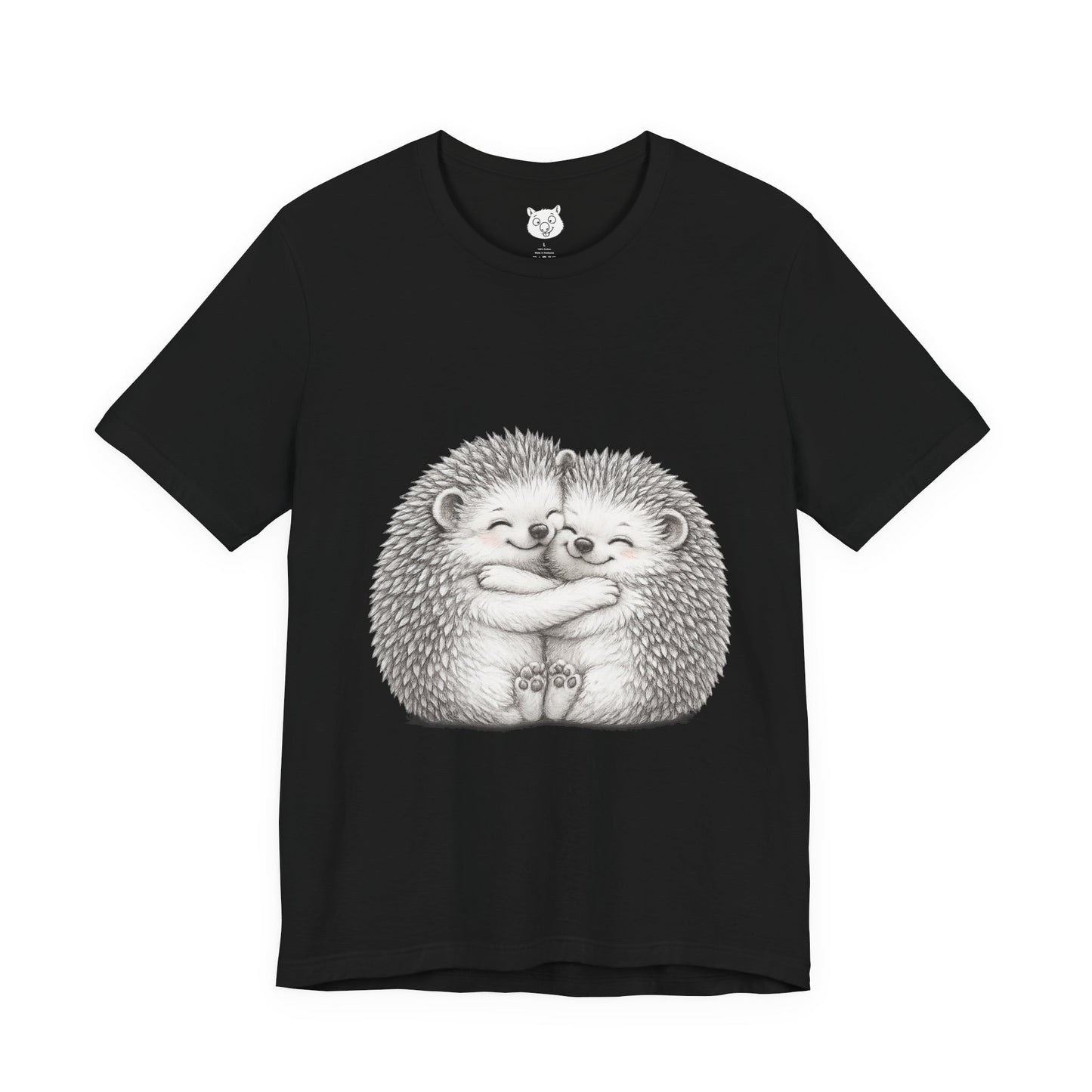 Hedgehog Couple Hug Tee — Cute Illustrated Hugging Hedgehogs Short Sleeve T-Shirt