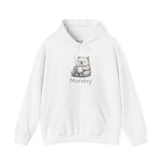 Wombat Coffee Hoodie — Cute Sketch Wombat "Monday" Graphic Sweatshirt