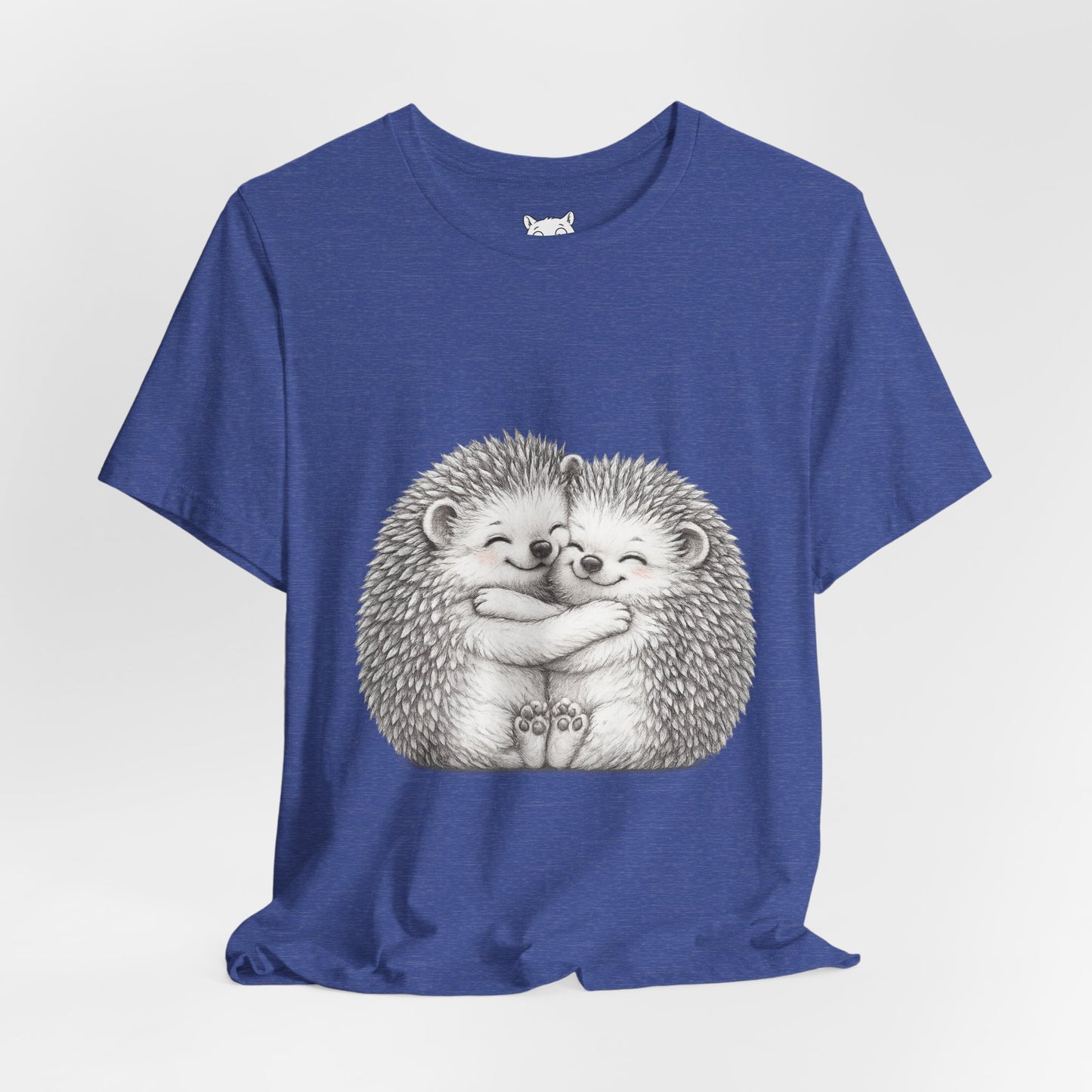 Hedgehog Couple Hug Tee — Cute Illustrated Hugging Hedgehogs Short Sleeve T-Shirt