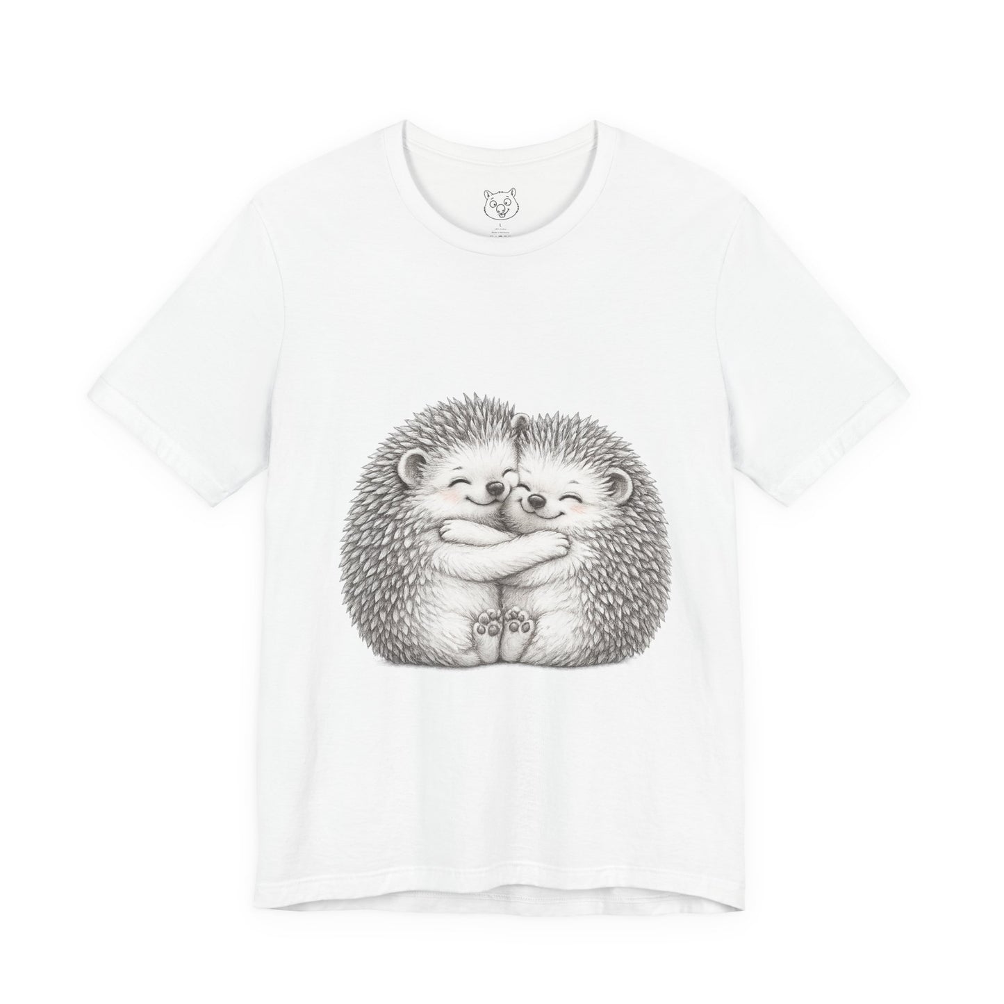Hedgehog Couple Hug Tee — Cute Illustrated Hugging Hedgehogs Short Sleeve T-Shirt