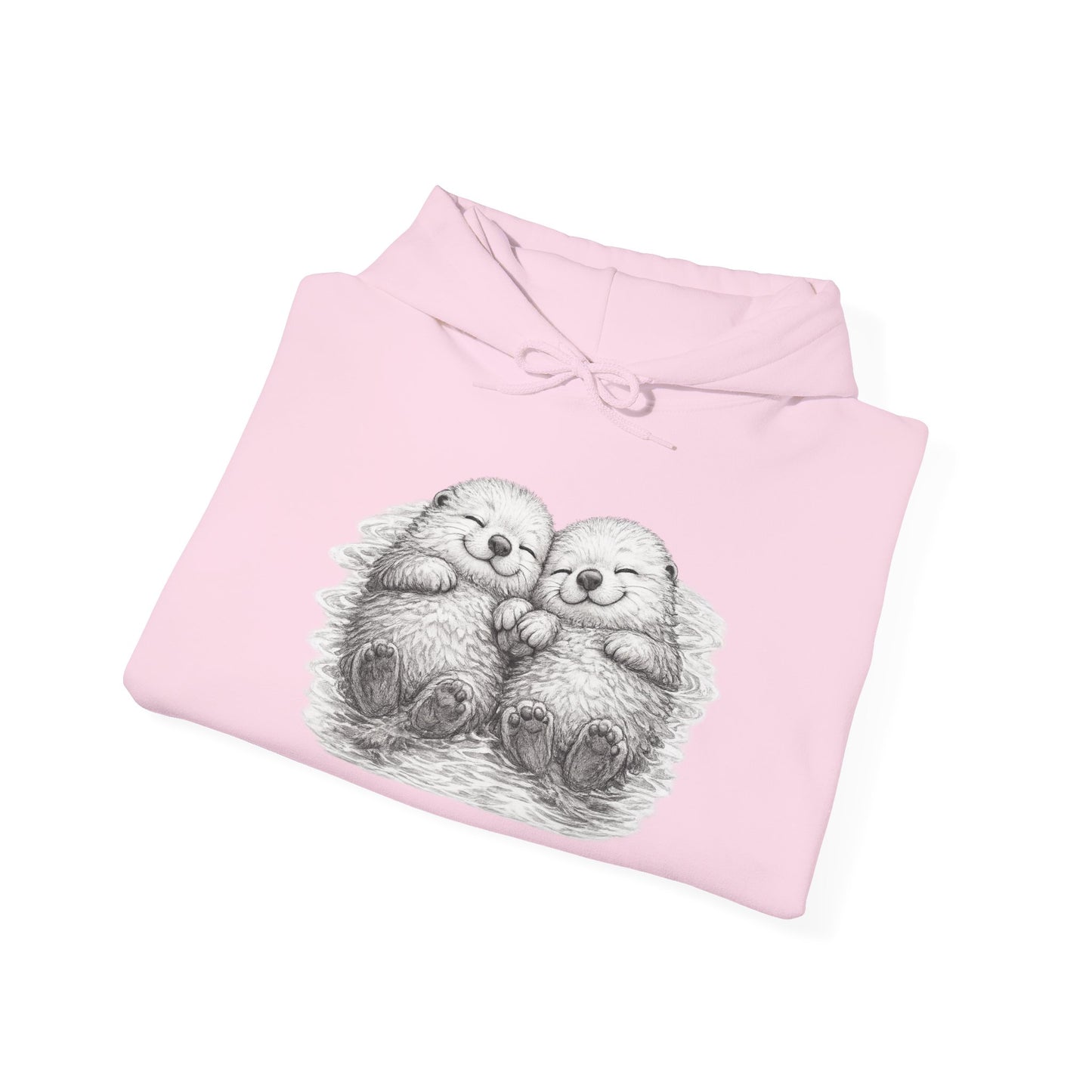 Otter Pair Heart Hoodie – Cute Snuggling Otters Graphic Sweatshirt